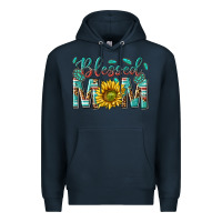 Navy western blessed mom with sunflower Premium Hoodie - texasbilliewilder