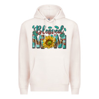 Pale Pink western blessed mom with sunflower Premium Hoodie - texasbilliewilder