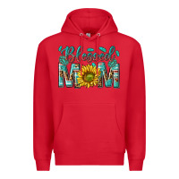 Red western blessed mom with sunflower Premium Hoodie - texasbilliewilder