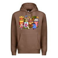 Chestnut cartoon characters coffee cups Premium Hoodie - Zillion Design Studio
