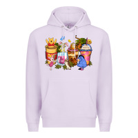 Lilac cartoon characters coffee cups Premium Hoodie - Zillion Design Studio