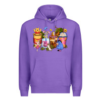Purple cartoon characters coffee cups Premium Hoodie - Zillion Design Studio