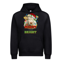 Black merry and bright charolais cattle cow with christm Urban Hoodie - RanaPortraitStore