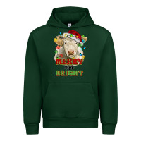 Forest Green merry and bright charolais cattle cow with christm Urban Hoodie - RanaPortraitStore