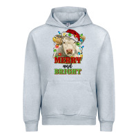 Heather Grey merry and bright charolais cattle cow with christm Urban Hoodie - RanaPortraitStore