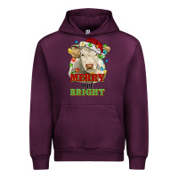 Mauve Wine merry and bright charolais cattle cow with christm Urban Hoodie - RanaPortraitStore