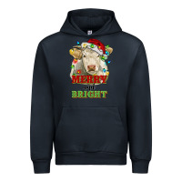 Navy merry and bright charolais cattle cow with christm Urban Hoodie - RanaPortraitStore
