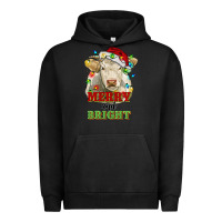 Pigment Black merry and bright charolais cattle cow with christm Urban Hoodie - RanaPortraitStore