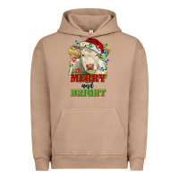 Pigment Burro merry and bright charolais cattle cow with christm Urban Hoodie - RanaPortraitStore