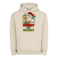 Pigment French Oak merry and bright charolais cattle cow with christm Urban Hoodie - RanaPortraitStore