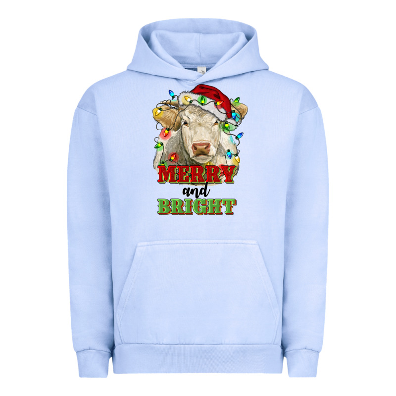 Merry And Bright Charolais Cattle Cow With Christm Urban Hoodie by RanaPortraitStore | Teevron
