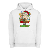 Pigment Lunar Rock merry and bright charolais cattle cow with christm Urban Hoodie - RanaPortraitStore