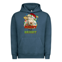 Pigment Midnight Navy merry and bright charolais cattle cow with christm Urban Hoodie - RanaPortraitStore