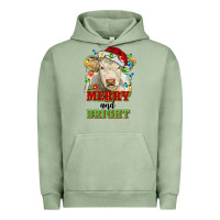 Pigment Oil Green merry and bright charolais cattle cow with christm Urban Hoodie - RanaPortraitStore