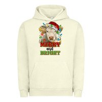 Pigment Pistachio merry and bright charolais cattle cow with christm Urban Hoodie - RanaPortraitStore