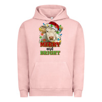 Pigment Salmon merry and bright charolais cattle cow with christm Urban Hoodie - RanaPortraitStore