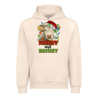 Sandshell merry and bright charolais cattle cow with christm Urban Hoodie - RanaPortraitStore