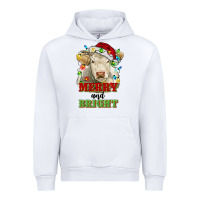 White merry and bright charolais cattle cow with christm Urban Hoodie - RanaPortraitStore