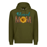 Army Green western blessed mom with sunflower Premium Hoodie - texasbilliewilder