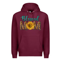 Burgundy western blessed mom with sunflower Premium Hoodie - texasbilliewilder