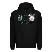 Black peace love huskies Premium Hoodie - RanaPortraitStore