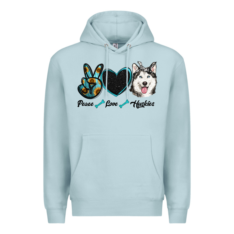 Peace Love Huskies Premium Hoodie by RanaPortraitStore | Teevron