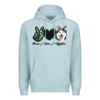 Blue Mist peace love huskies Premium Hoodie - RanaPortraitStore