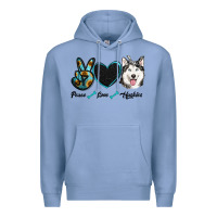 Colony Blue peace love huskies Premium Hoodie - RanaPortraitStore