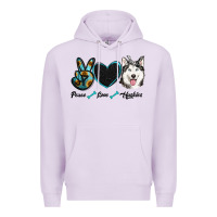 Lilac peace love huskies Premium Hoodie - RanaPortraitStore