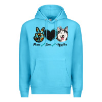 Ocean Blue peace love huskies Premium Hoodie - RanaPortraitStore