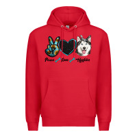 Red peace love huskies Premium Hoodie - RanaPortraitStore