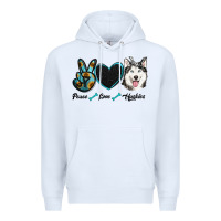 White peace love huskies Premium Hoodie - RanaPortraitStore