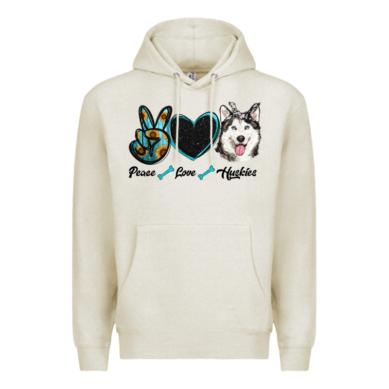 Peace Love Huskies Premium Hoodie by RanaPortraitStore | Teevron