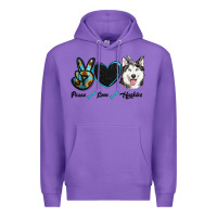 Purple peace love huskies Premium Hoodie - RanaPortraitStore