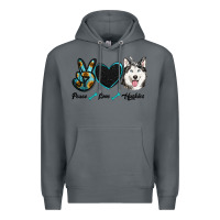 Rock peace love huskies Premium Hoodie - RanaPortraitStore