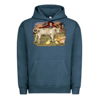 Charolaris Bull And Chicken In Barnyard Urban Hoodie | Teevron