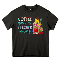 Asphalt Coffee Gives Me Teacher Powers Heavy Core Tee - CowhideDigitalArt