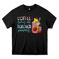Black Coffee Gives Me Teacher Powers Heavy Core Tee - CowhideDigitalArt