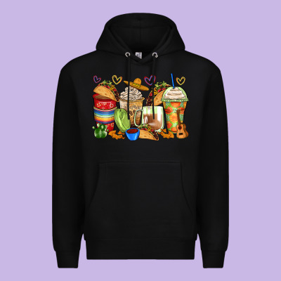 Tacos Coffee Cups Premium Hoodie Designed By Zillion Design Studio