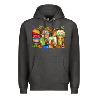 Charcoal Heather tacos coffee cups Premium Hoodie - Zillion Design Studio
