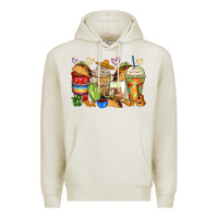 Oatmeal Heather tacos coffee cups Premium Hoodie - Zillion Design Studio