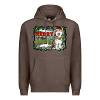 Coffee merry and bright husky farm  background Premium Hoodie - RanaPortraitStore