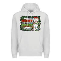 Dove Grey merry and bright husky farm  background Premium Hoodie - RanaPortraitStore