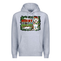 Heather Grey merry and bright husky farm  background Premium Hoodie - RanaPortraitStore
