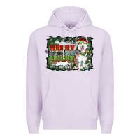 Lilac merry and bright husky farm  background Premium Hoodie - RanaPortraitStore