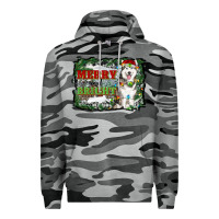 Slate Camo merry and bright husky farm  background Premium Hoodie - RanaPortraitStore