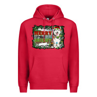 Cardinal merry and bright husky farm  background Premium Hoodie - RanaPortraitStore