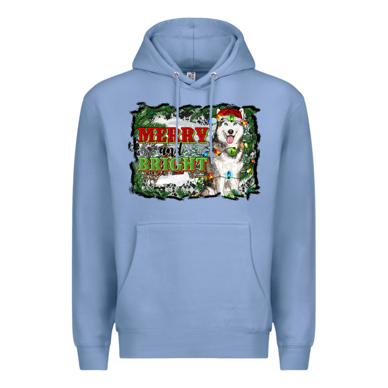 Merry And Bright Husky Farm  Background Premium Hoodie by RanaPortraitStore | Teevron