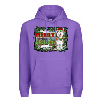 Purple merry and bright husky farm  background Premium Hoodie - RanaPortraitStore