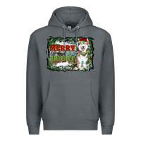 Rock merry and bright husky farm  background Premium Hoodie - RanaPortraitStore